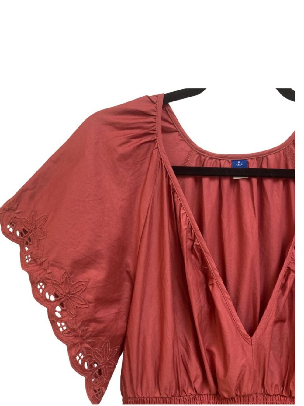 Old Navy Plunging Neckline Gathered Waist Pink Short Sleeved Dress Size Med Tall - Picture 3 of 10